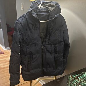 Men's Navy Puffer Jacket with Hood